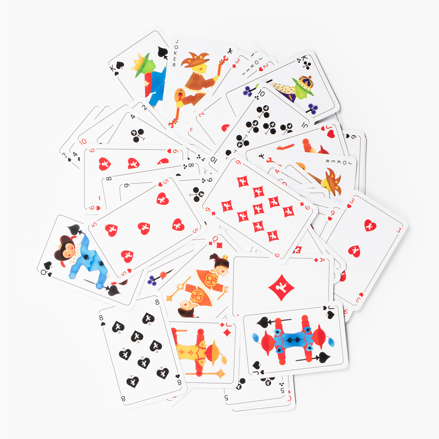 FALSCHSPIELER • Poker/Rummy playing cards • red • 52 cards + 3 jokers