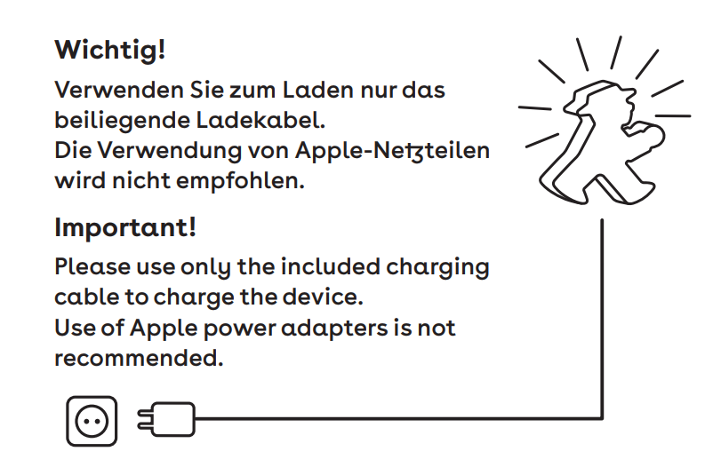 Lampenmann Ladehinweis