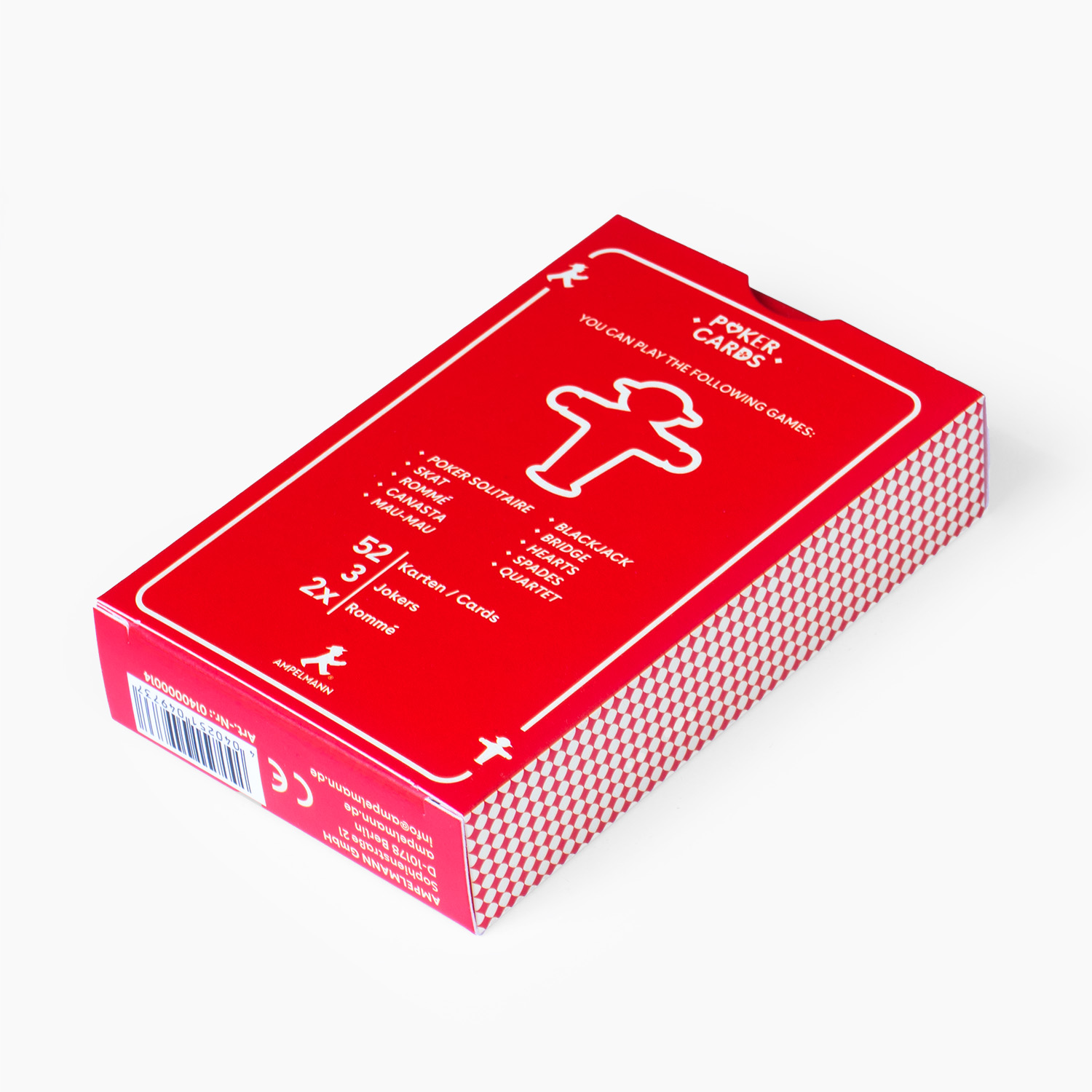 FALSCHSPIELER • Poker/Rummy playing cards • red • 52 cards + 3 jokers