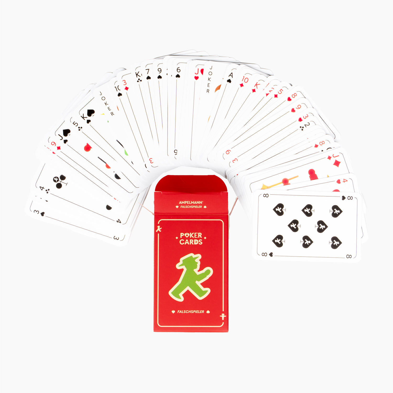 FALSCHSPIELER • Poker/Rummy playing cards • red • 52 cards + 3 jokers