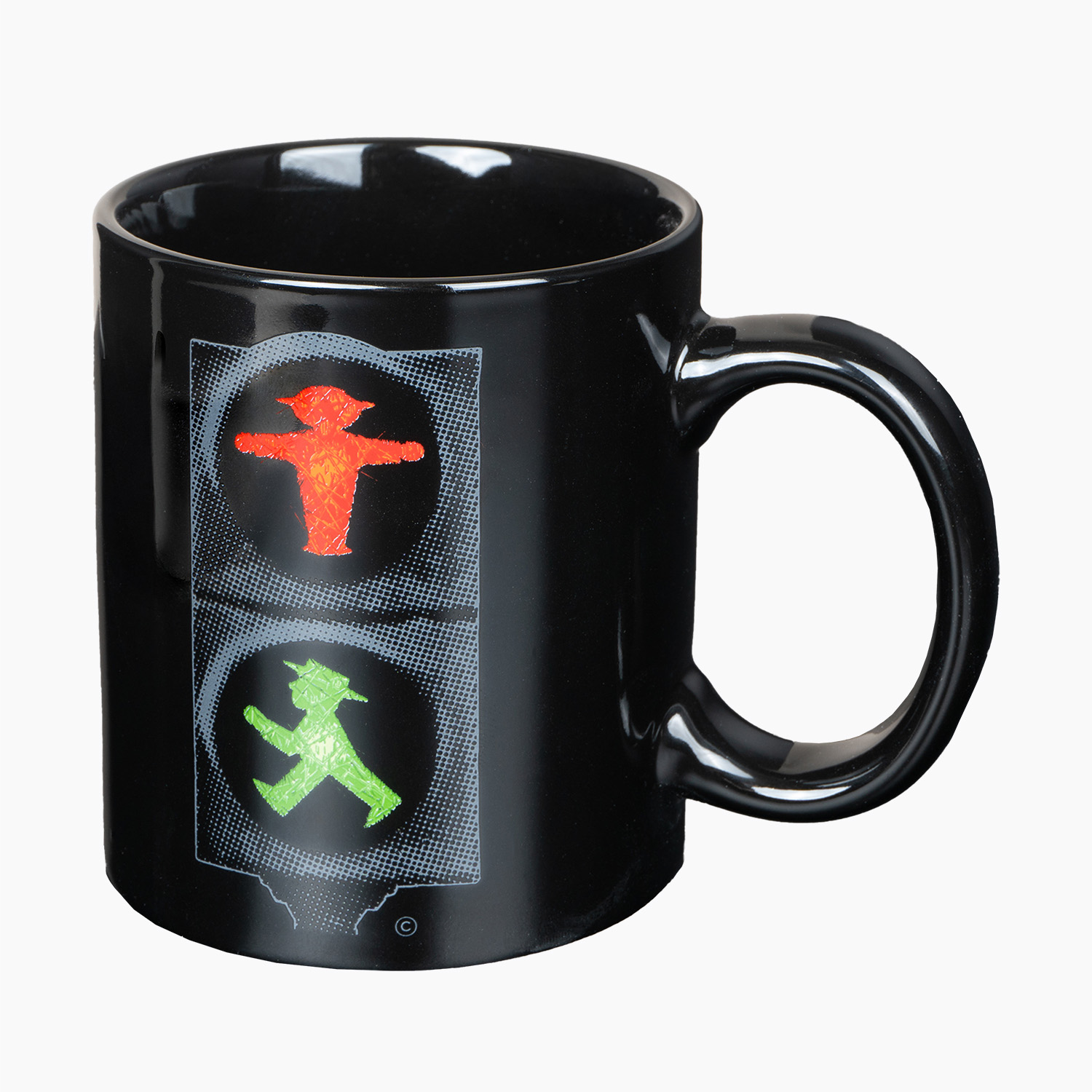 Ampelmann FRÜHAUFSTEHER schwarz Ordnungshüter/ Henkelbecher Geschenk