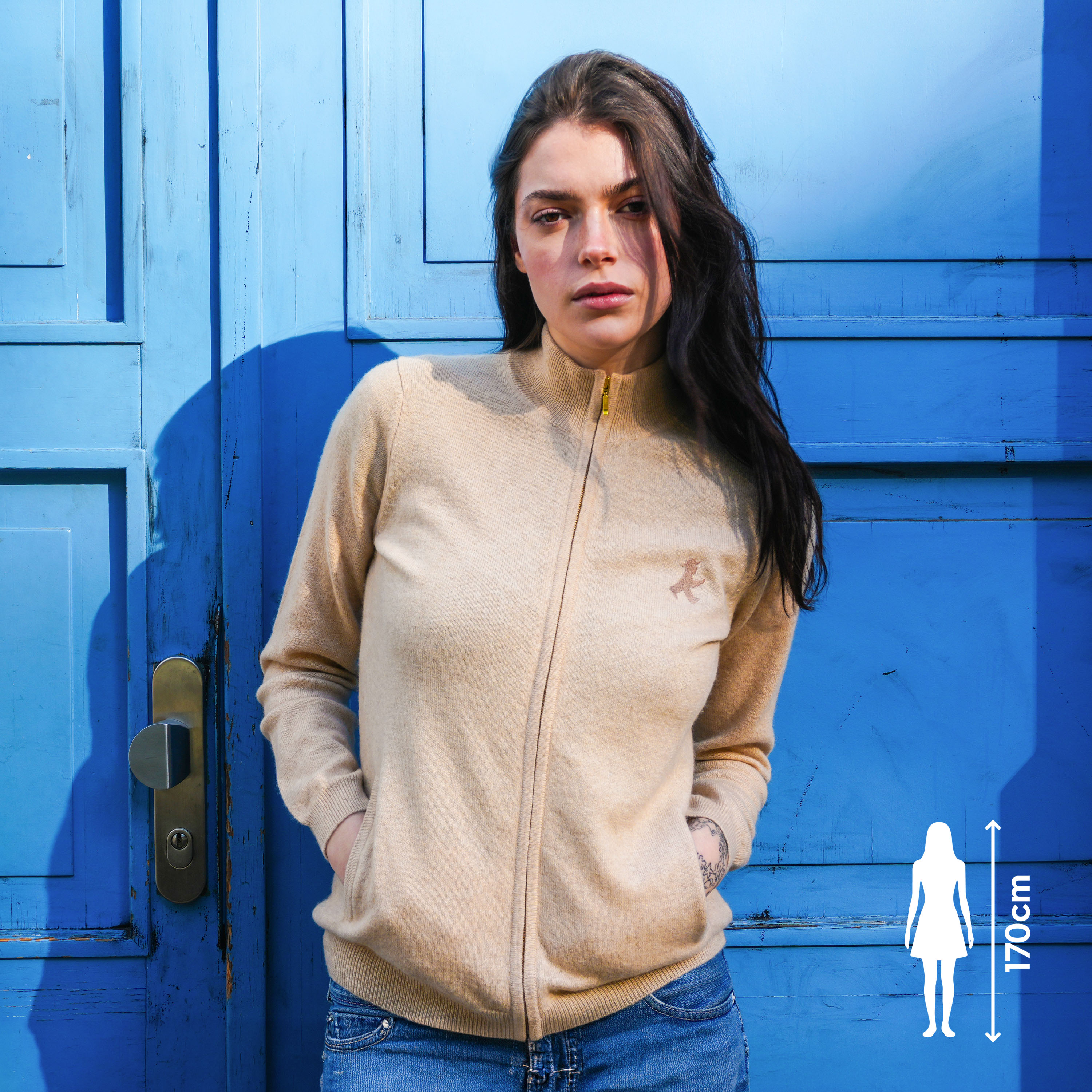 PRINZESSIN FLAUSCHIG Beige XL/ Damen-Kaschmirstrickjacke