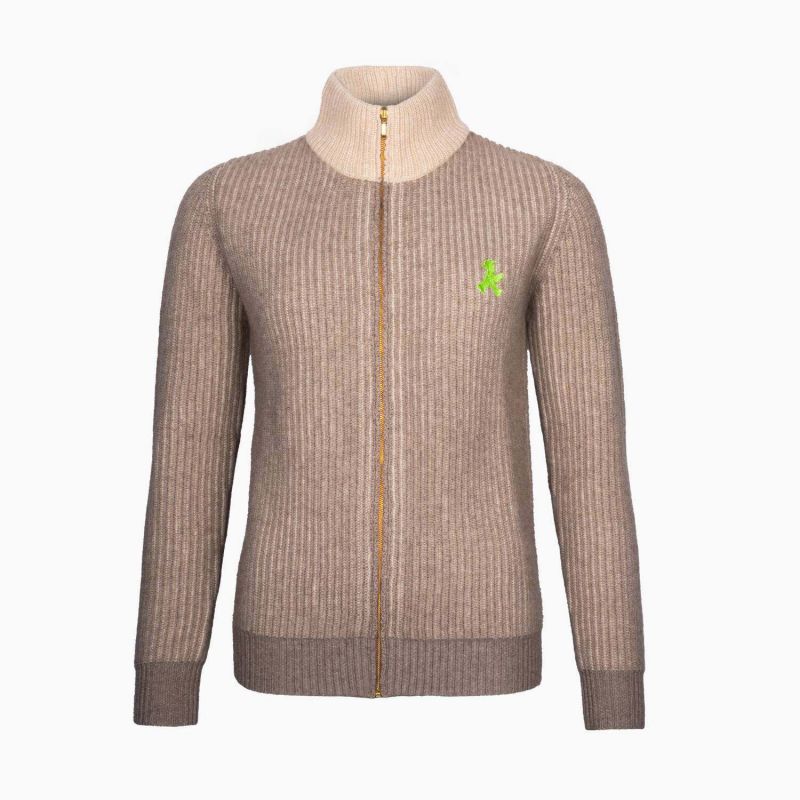 Prinzessin Flauschig – Strickjacke, braun gestreift